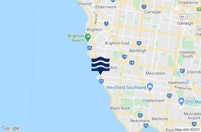 Karte der Gezeiten Hughesdale, Australia