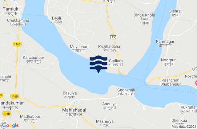 Karte der Gezeiten Hugli Point Semaphore, India