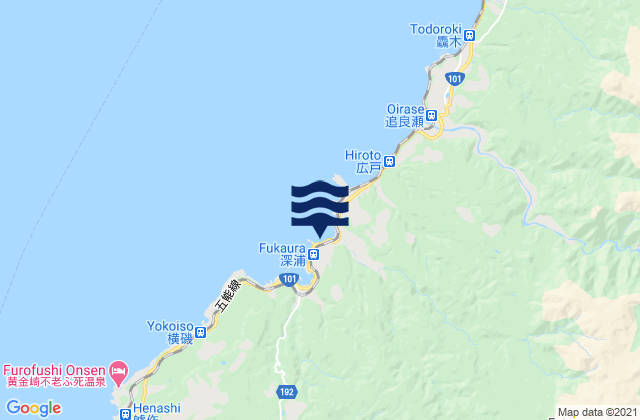 Karte der Gezeiten Hukaura, Japan