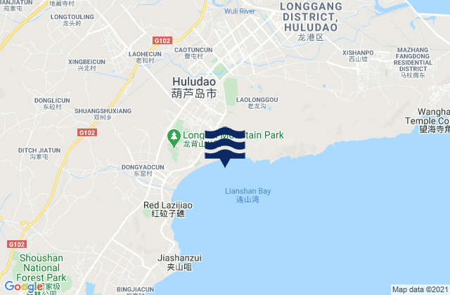 Karte der Gezeiten Huludao, China