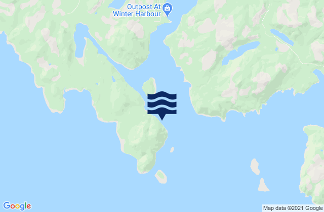 Karte der Gezeiten Hunt Islets, Canada