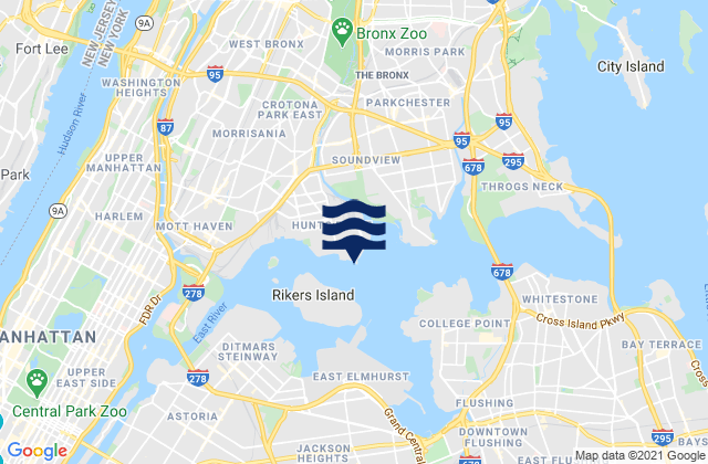 Karte der Gezeiten Hunts Point (Bronx), United States