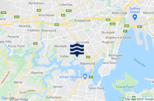 Karte der Gezeiten Hurstville Grove, Australia