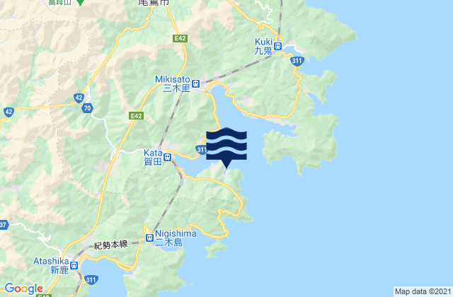 Karte der Gezeiten Hurue, Japan