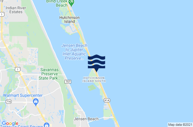 Karte der Gezeiten Hutchinson Island South, United States