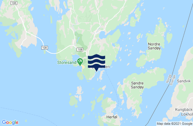 Karte der Gezeiten Hvaler, Norway