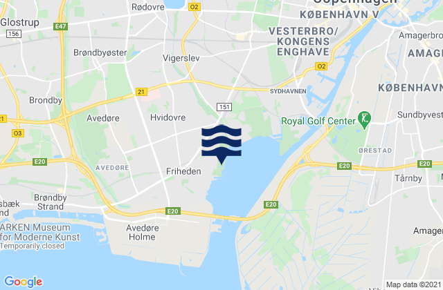 Karte der Gezeiten Hvidovre, Denmark