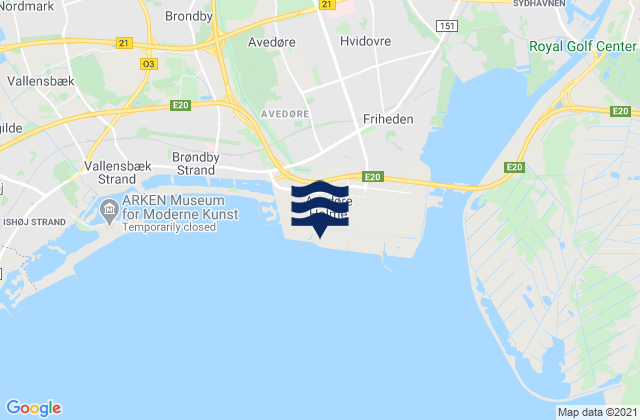Karte der Gezeiten Hvidovre Kommune, Denmark