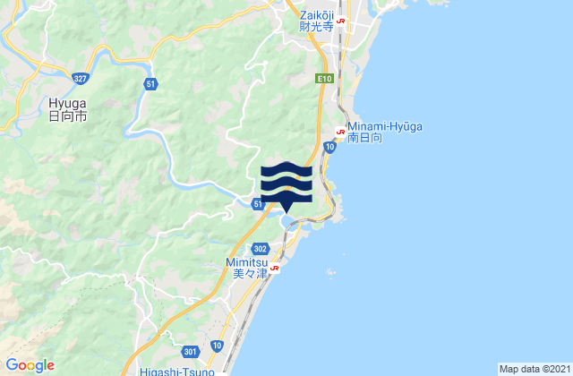 Karte der Gezeiten Hyūga-shi, Japan