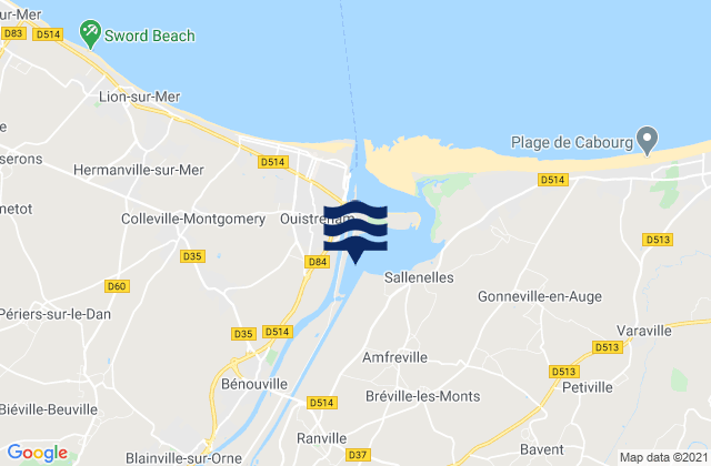 Karte der Gezeiten Hérouvillette, France