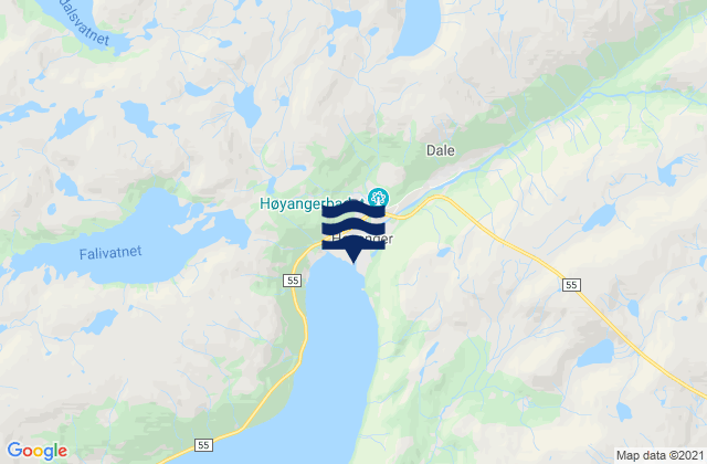 Karte der Gezeiten Høyanger, Norway