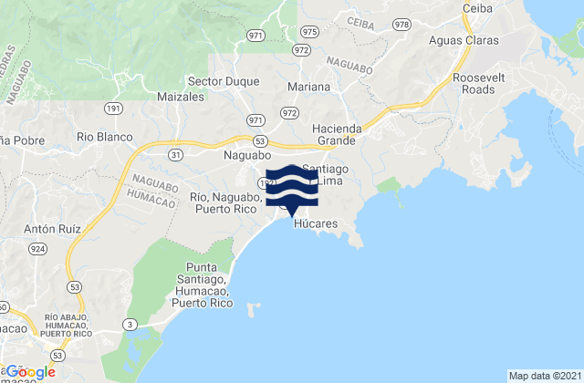 Karte der Gezeiten Húcares Barrio, Puerto Rico