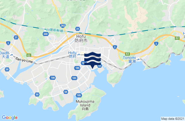 Karte der Gezeiten Hōfu, Japan