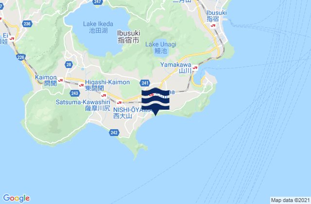 Karte der Gezeiten Ibusuki Shi, Japan