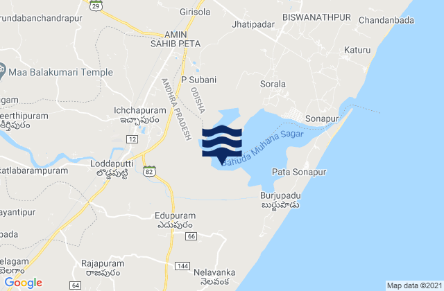 Karte der Gezeiten Ichchāpuram, India