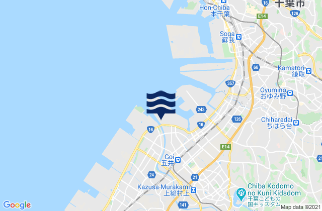 Karte der Gezeiten Ichihara, Japan