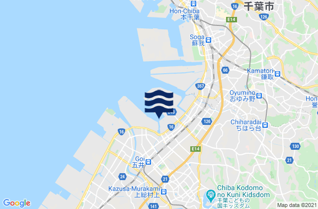 Karte der Gezeiten Ichihara Shi, Japan