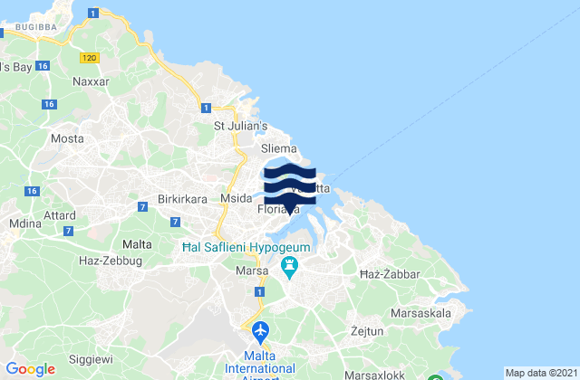 Karte der Gezeiten Il-Furjana, Malta