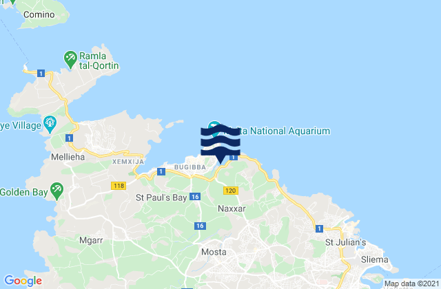 Karte der Gezeiten Il-Mosta, Malta