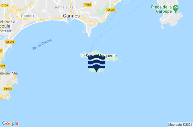 Karte der Gezeiten Ile St Honorat, France