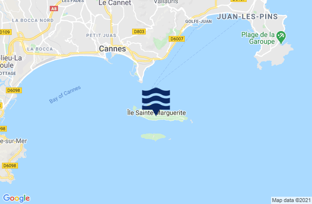 Karte der Gezeiten Ile Ste Marguerite, France