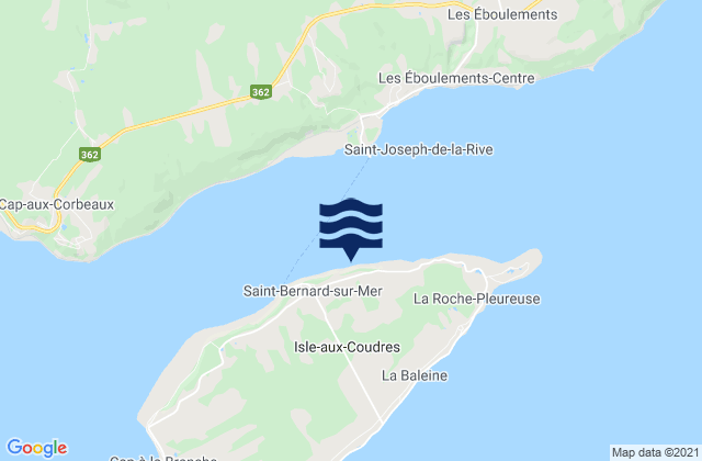 Karte der Gezeiten Ile aux Coudres, Canada