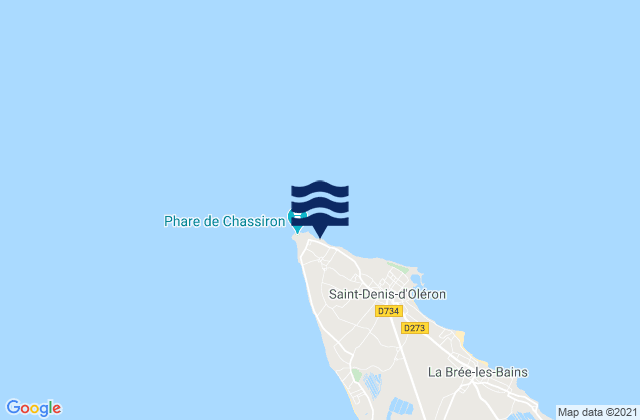 Karte der Gezeiten Ile d'Oleron - Chassiron, France
