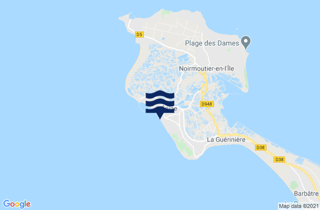 Karte der Gezeiten Ile de Noirmoutier, France