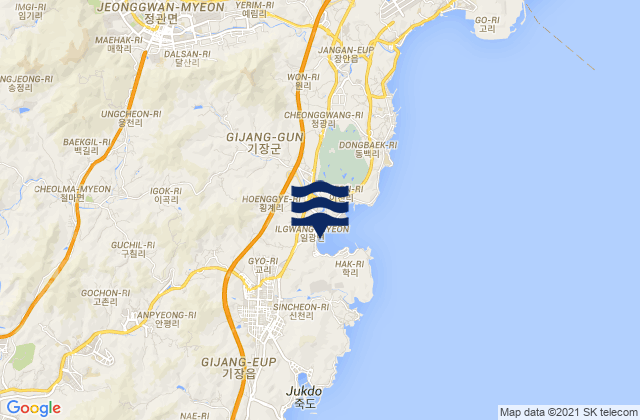 Karte der Gezeiten Ilgwang, South Korea