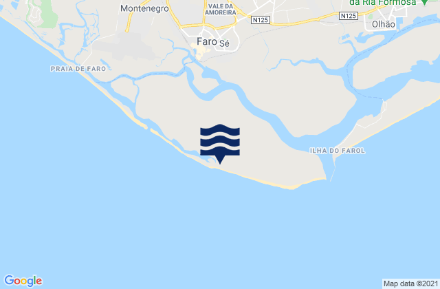 Karte der Gezeiten Ilha Deserta, Portugal