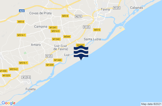 Karte der Gezeiten Ilha de Tavira, Portugal