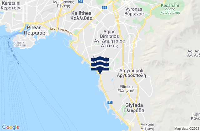 Karte der Gezeiten Ilioúpoli, Greece