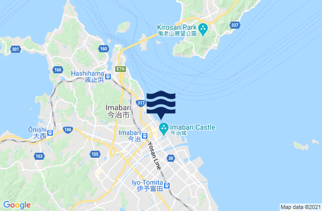 Karte der Gezeiten Imabari-shi, Japan