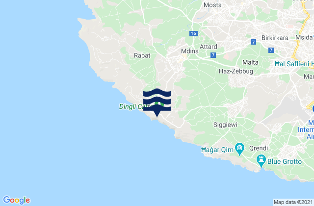 Karte der Gezeiten Imdina, Malta