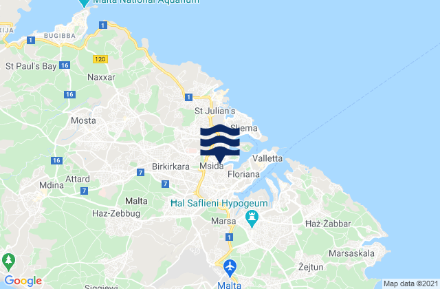 Karte der Gezeiten Imsida, Malta