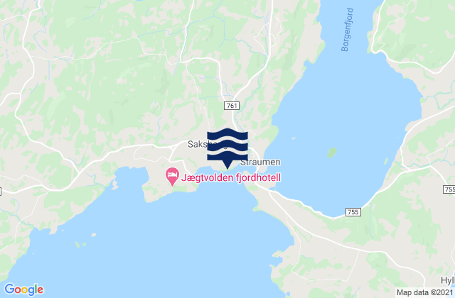 Karte der Gezeiten Inderøy, Norway