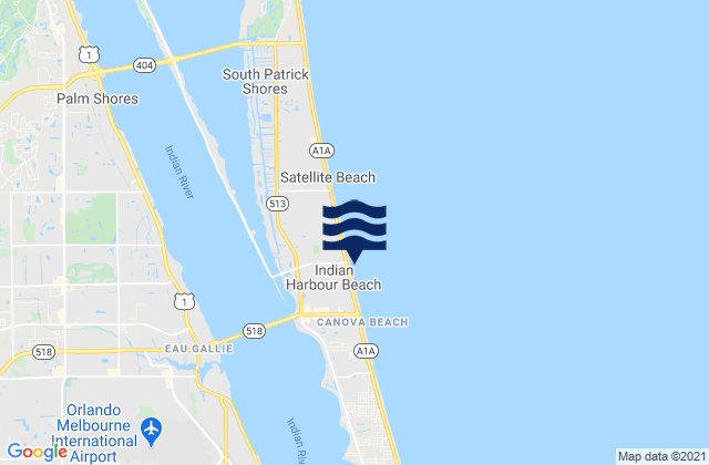 Karte der Gezeiten Indian Harbour Beach, United States