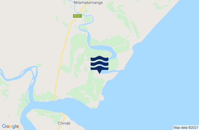 Karte der Gezeiten Inhamiara, Mozambique