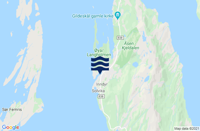 Karte der Gezeiten Inndyr, Norway