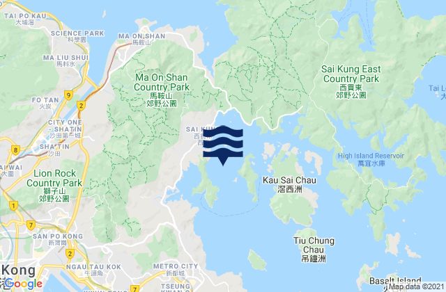 Karte der Gezeiten Inner Port Shelter, Hong Kong