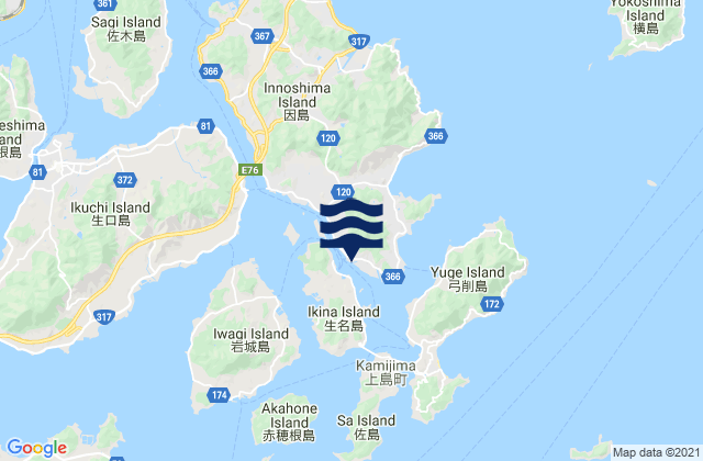 Karte der Gezeiten Innoshima, Japan