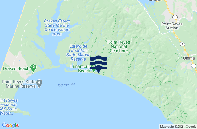 Karte der Gezeiten Inverness (Tomales Bay), United States