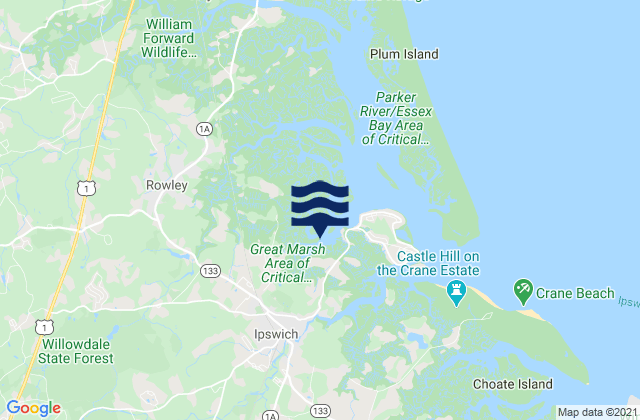 Karte der Gezeiten Ipswich, United States