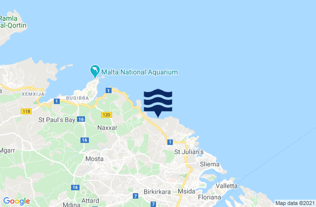 Karte der Gezeiten Is-Swieqi, Malta