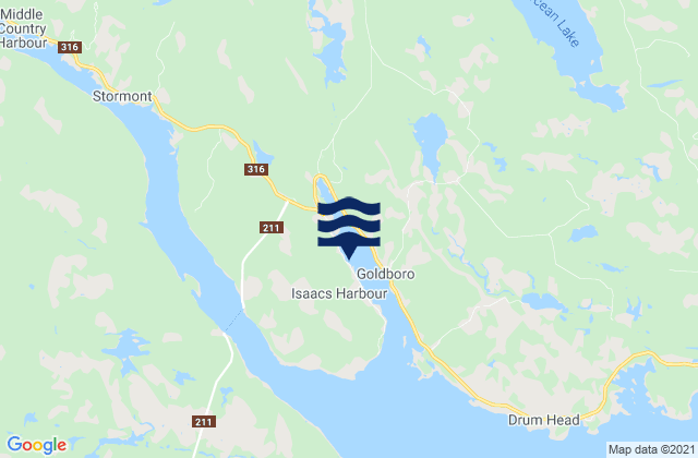 Karte der Gezeiten Isaacs Harbour, Canada