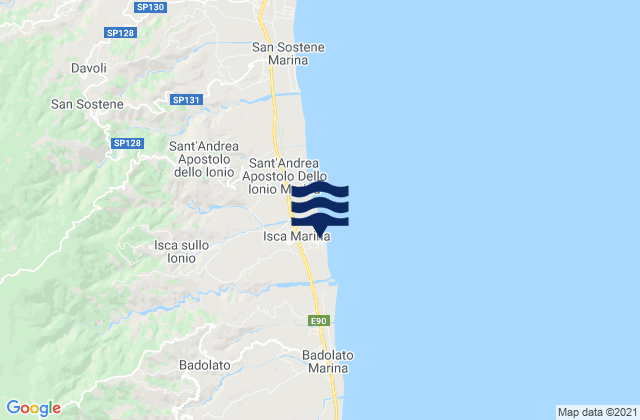 Karte der Gezeiten Isca Marina, Italy