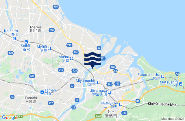 Karte der Gezeiten Ise, Japan