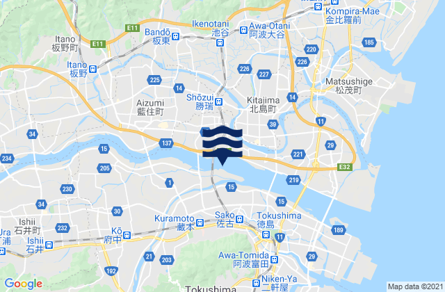 Karte der Gezeiten Ishii, Japan