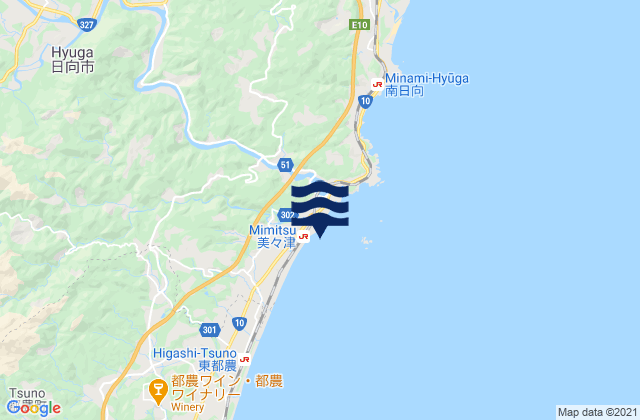 Karte der Gezeiten Ishinamigawa, Japan