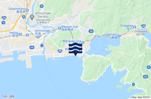 Karte der Gezeiten Ishinomaki Shi, Japan